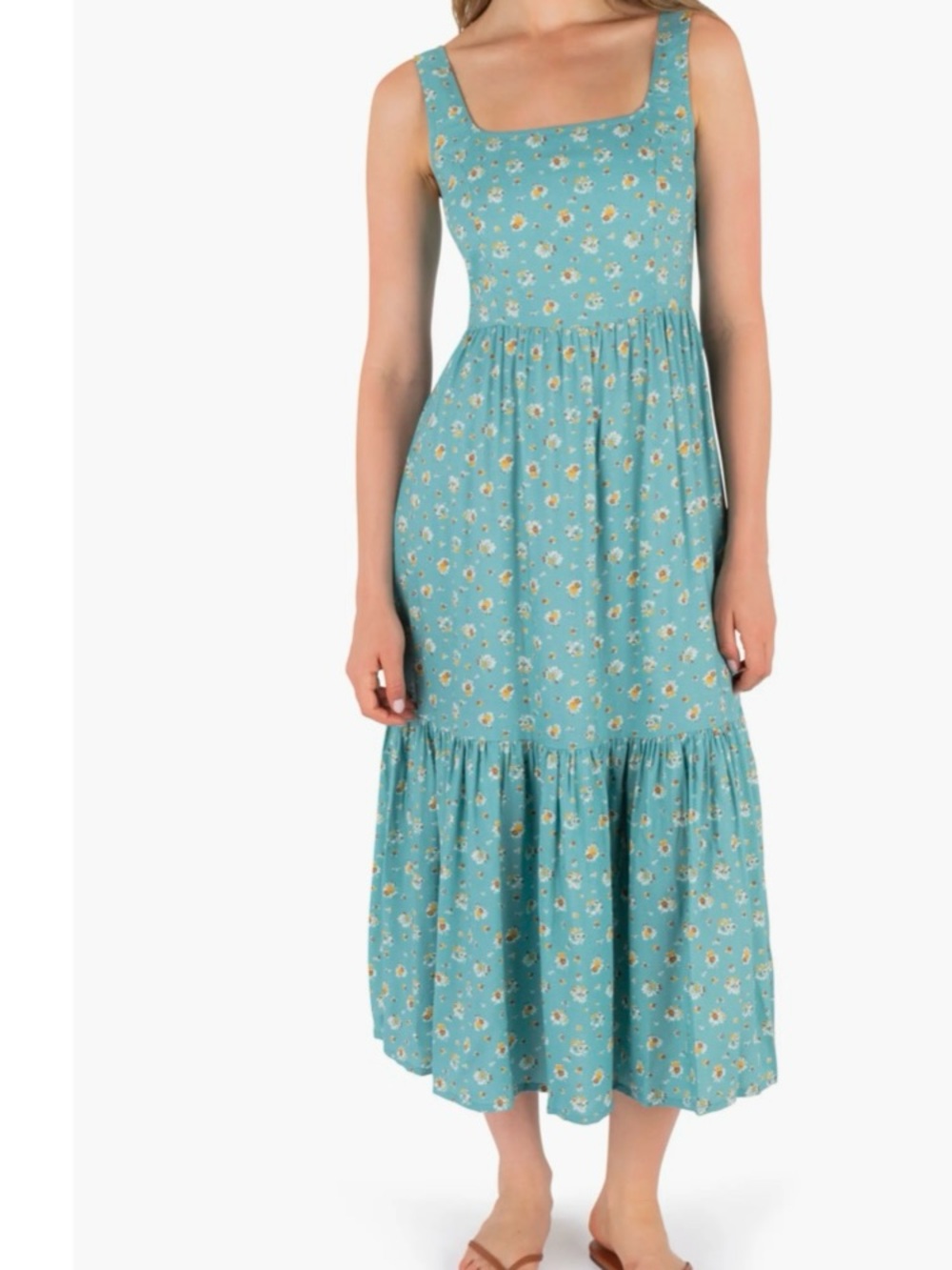 Hurley Dreamland Blue Floral Tiered Smocked Back Maxi Dress‎ Small NWT